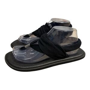Sanuk Sandals Womens 9 Yoga Sling 2 Slingback Flip Flops SWS10001 Black Fabric